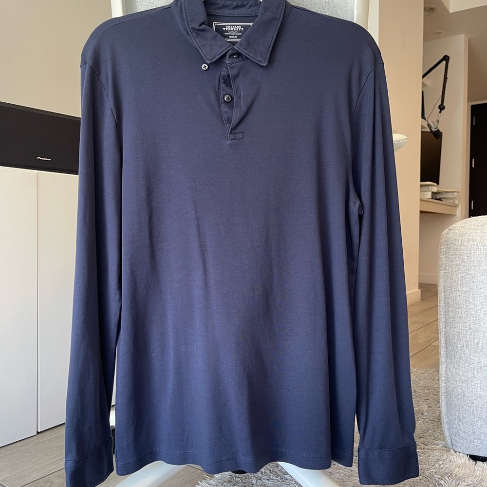 Charles Tyrwhitt Dark Blue Long Sleeve Polo